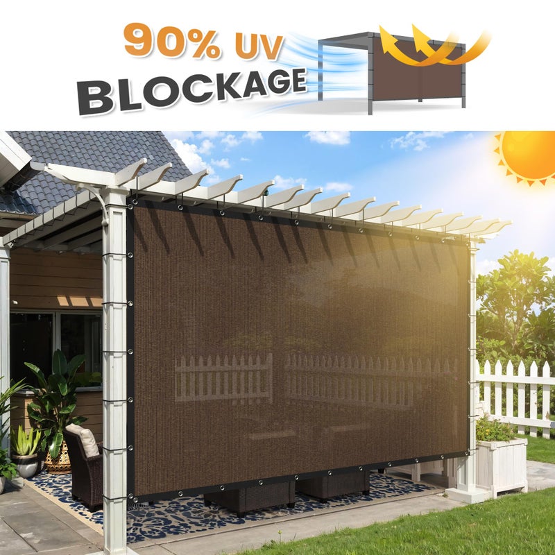 VICLLAX Shade Fabric Sun Shade Cloth Privacy Screen with Grommets for Patio Garden Pergola Cover Canopy 8x12 FT, Mocha - Image 2